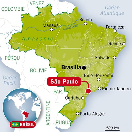 carte du Brésil avec Sao Paulo - l'autre ailleurs au Brésil