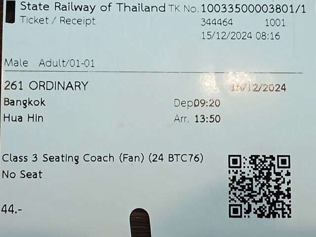 ticket train bangkok hua hin